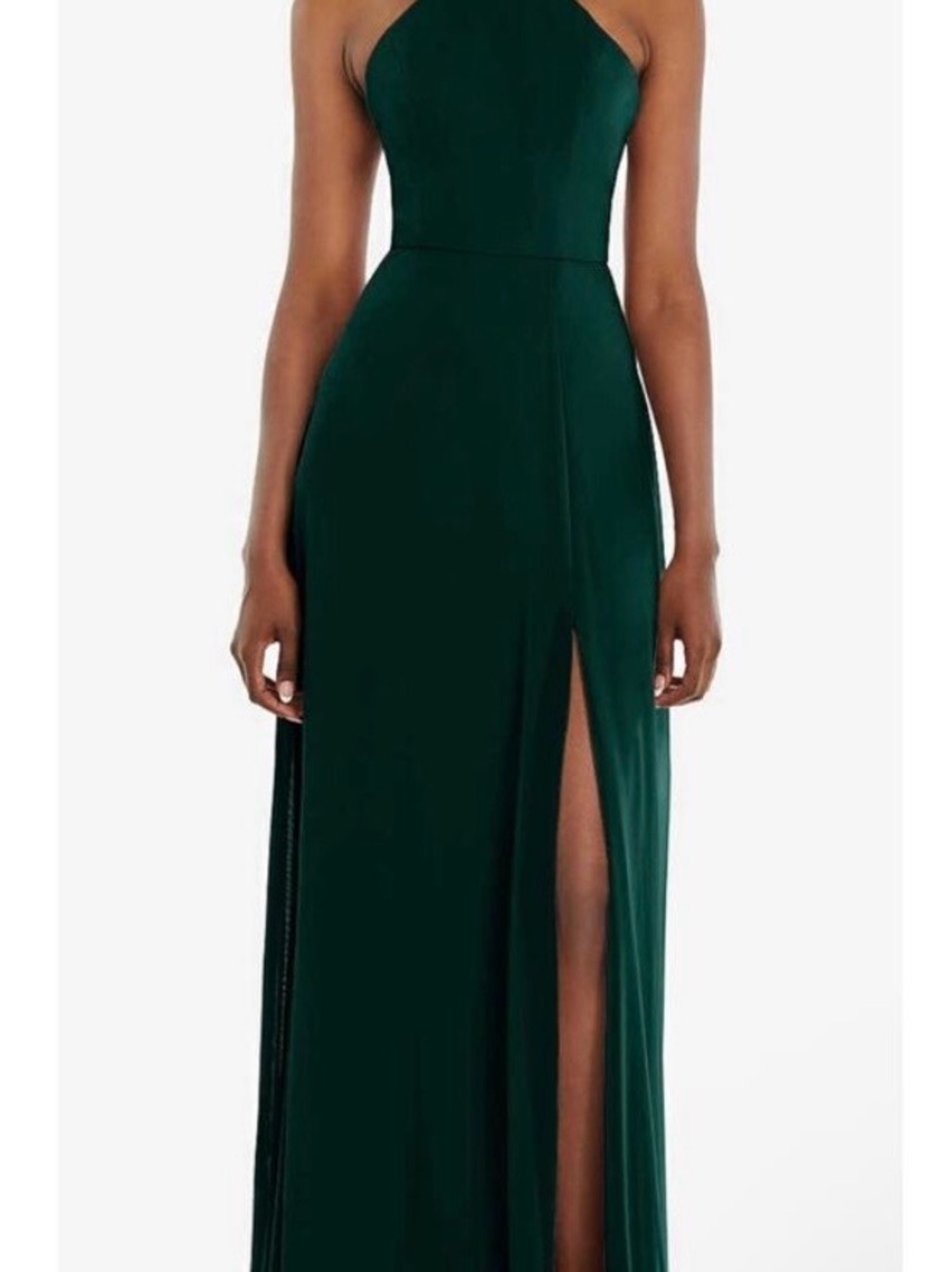 Forest Green Halter Prom Dress with High Side Slit